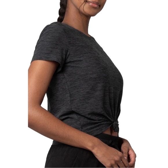 Activewear Cropped t-shirt short sleeves moss jersey fabric size small - Picture 3 of 7